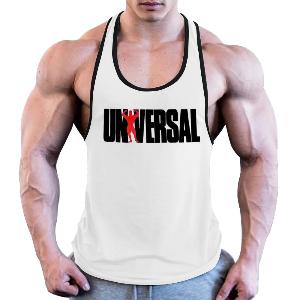 Men Universal Nutrition Tank Top Y-Back Gym Muscle Racerback Straight Bottom images - 6