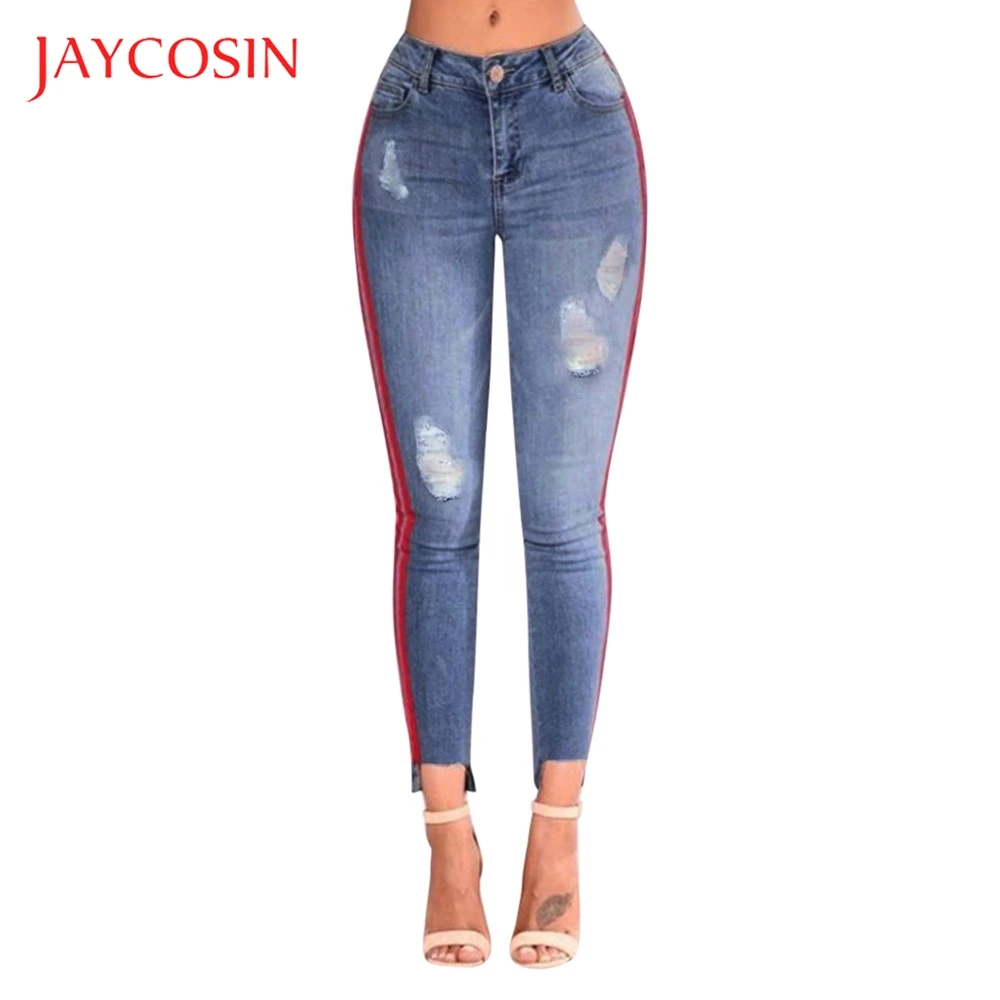 Женские джинсы с высокой талией JAYCOSIN рваные эластичные узкие брюки дырками