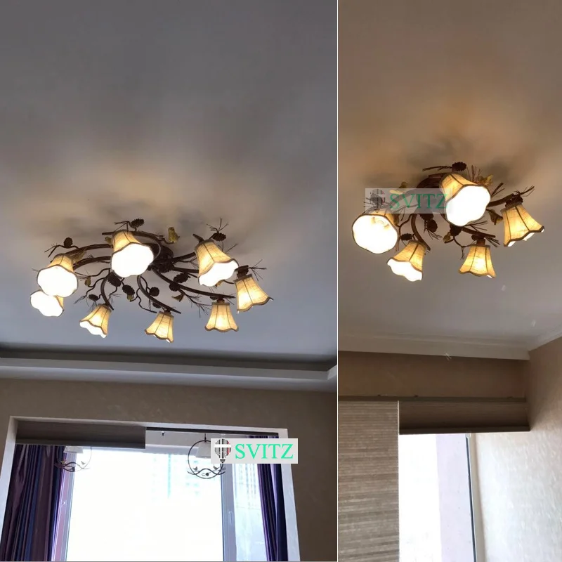 Американский стиль сосновые шишки потолочные люстры спальни гостиные