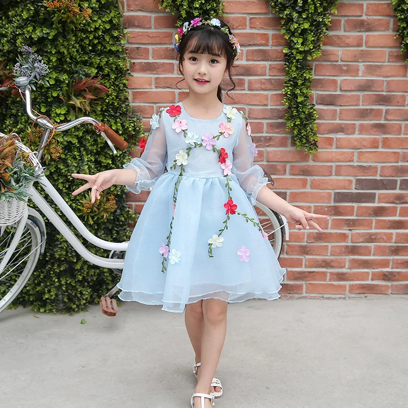 Новое летнее платье для девочек из органзы с объемным цветком детское принцессы