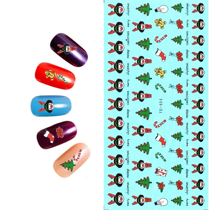 Красивая водная наклейка UPRETTEGO для дизайна ногтей Рождественская шапочка Санта