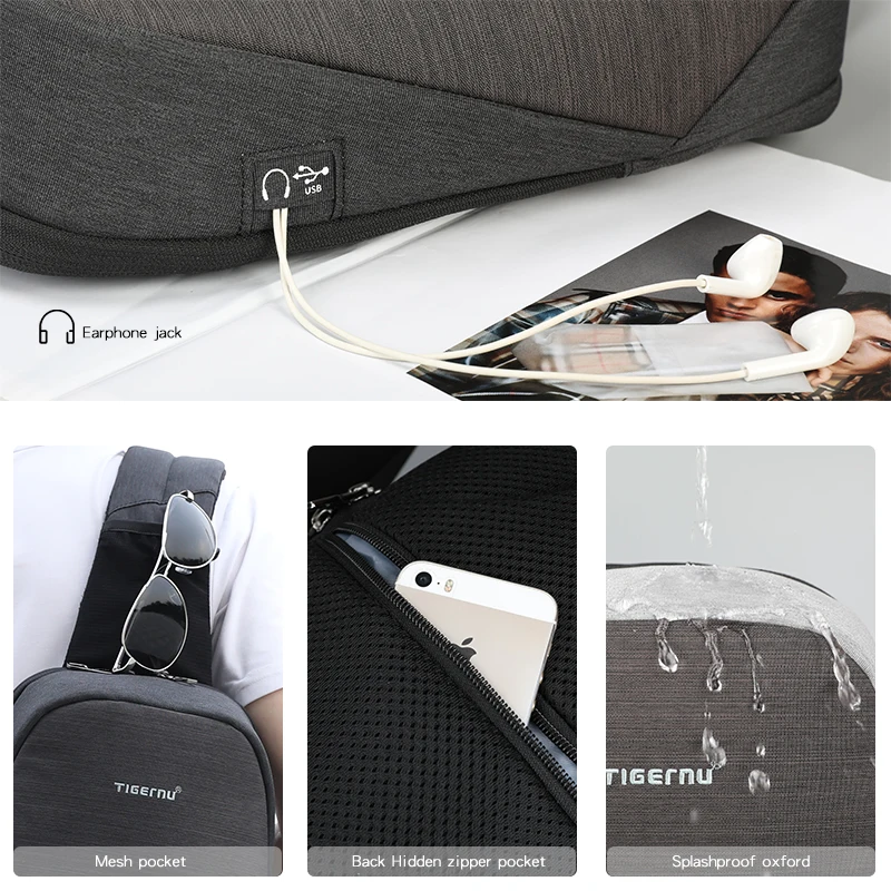 Сумка Tigernu слинг Мужчины Брызгозащитная сумка Messenger Crossbody Подходит для 9 7 дюймов