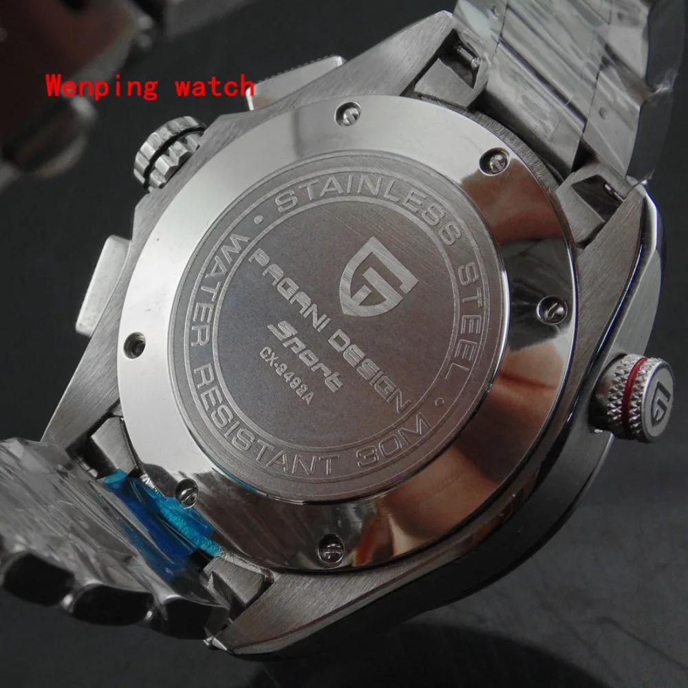 New Model Fashion hot sale mens quartz Casual Multifunction Watch 44mm Chronograph Date black dial stainless steel strap