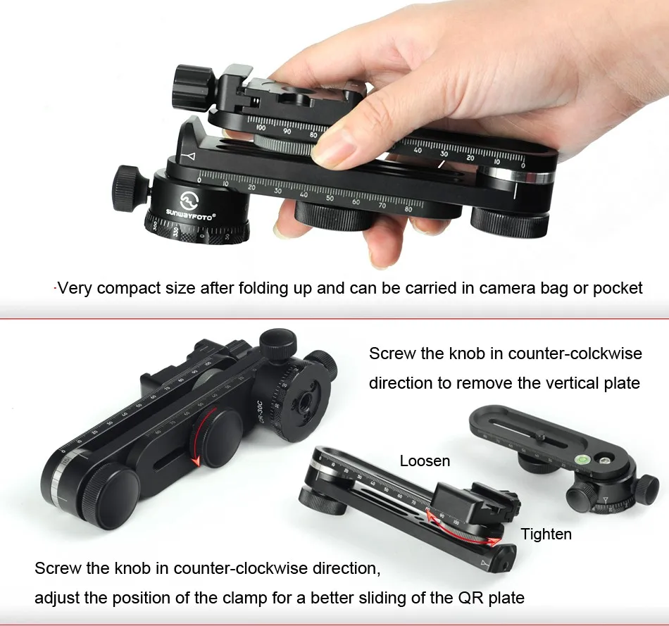 SUNWAYFOTO CR-30C штатив 360 панорамы для Dslr Профессиональная Алюминиевая Мини компактная панорамная головка