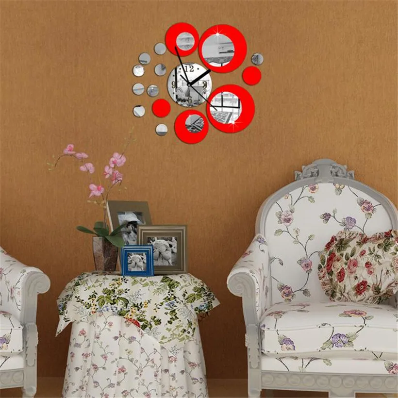 2020 новые 40*60 см модные красные круглые 3D настенные часы стикеры DIY художественное