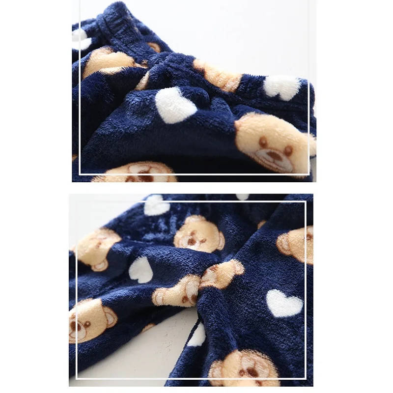 Boys Girls Long Sleeve Flanne warm Pajamas Cotton Children Sleepwear Set Kids sleep clothing sleepwear Suits | Детская одежда и