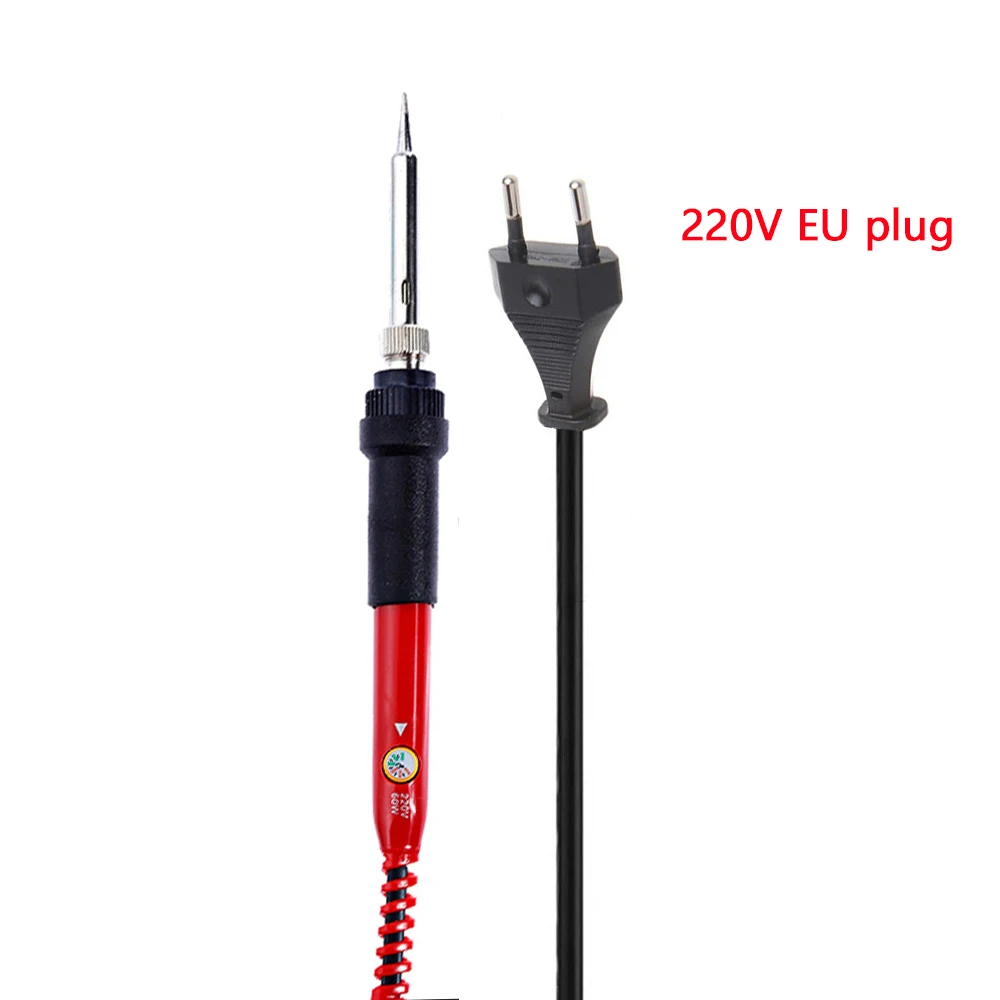 Red EU Plug Электрический паяльник Vastar с регулируемой температурой 220 В 110 В 60 Вт сварочная наладочная станция для пайки теплового карандаша 5 шт. наконечников - Цвет: Red EU Plug