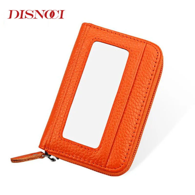 DISNOCI модный брендовый женский чехол для карт из натуральной кожи на молнии RFID