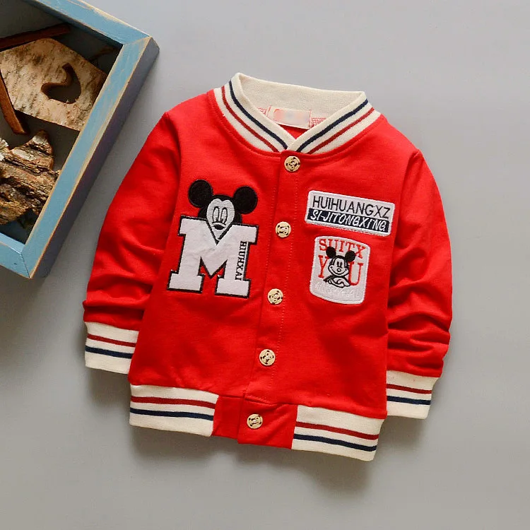 

Autumn spring casual Baby Boys Cotton coat Childrens Jackets cartoon mouse Baseball zipper Cardigan Outwear Coats boys clothes