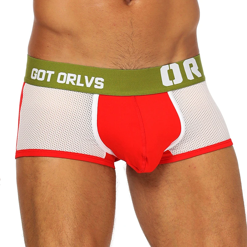 

ORLVS Sexy Men Boxer Gay Underwear Soft Breathable Male Underwear Comfortable Solid Panties Underpants Cueca Boxershorts Homme
