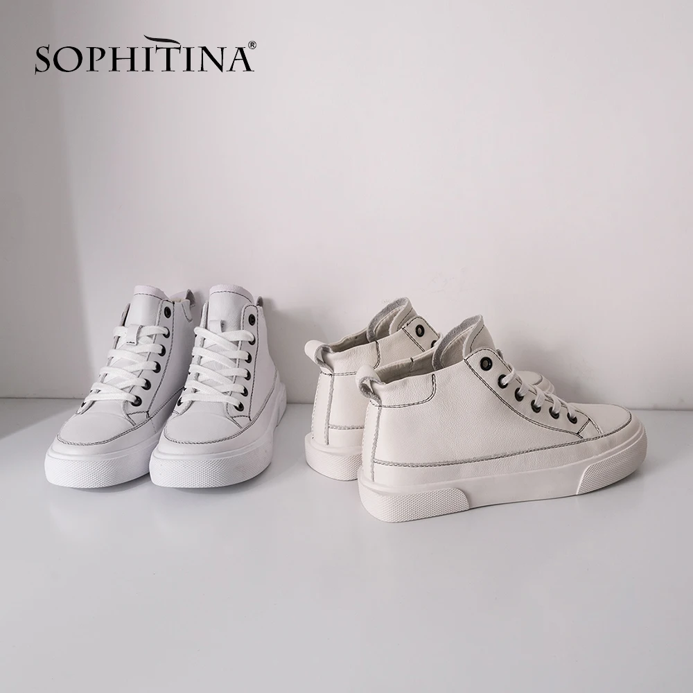 Женские туфли из натуральной кожи SOPHITINA Прошитые повседневные на плоской подошве