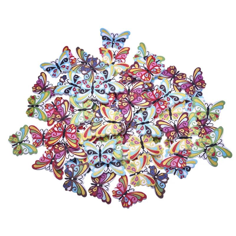 100 шт Швейные аксессуары плоские с оборота Скрапбукинг деревянные пуговицы микс