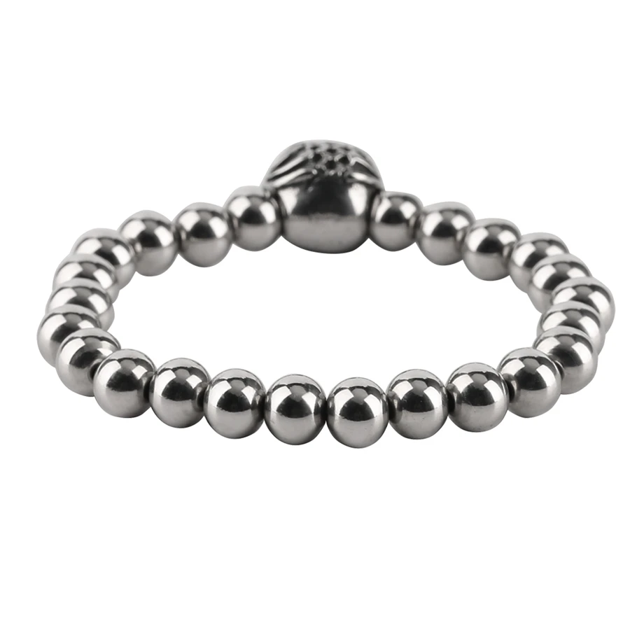 Простой браслет в стиле панк из нержавеющей стали подвеска виде черепа бусины