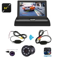 hd 4 3 lcd foldable 800 x 480 car reverse rear view monitor 2 4g wireless 8 infrared backup night vision camera parking cam