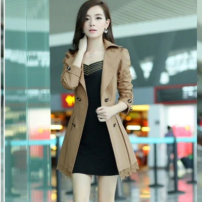 2015 New Hot Autumn long trench coat for women lace fashion british style windbreaker abrigos mujer coats 8 color M XXL YYF002|jacket winter