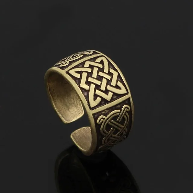 Черный Кольцо викингов для мужчин амулет Bague кольца для мужчин и женщин славянский Сварог талисман ЗВЕЗДА России регулируемые Открытые Кольца Anel ювелирные изделия подарок - Цвет основного камня: Черный