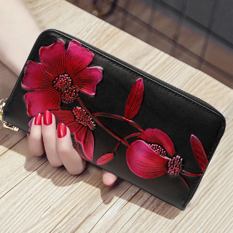 Женский модный кошелек Bauhinia ручная сумка из натуральной кожи клатч на молнии