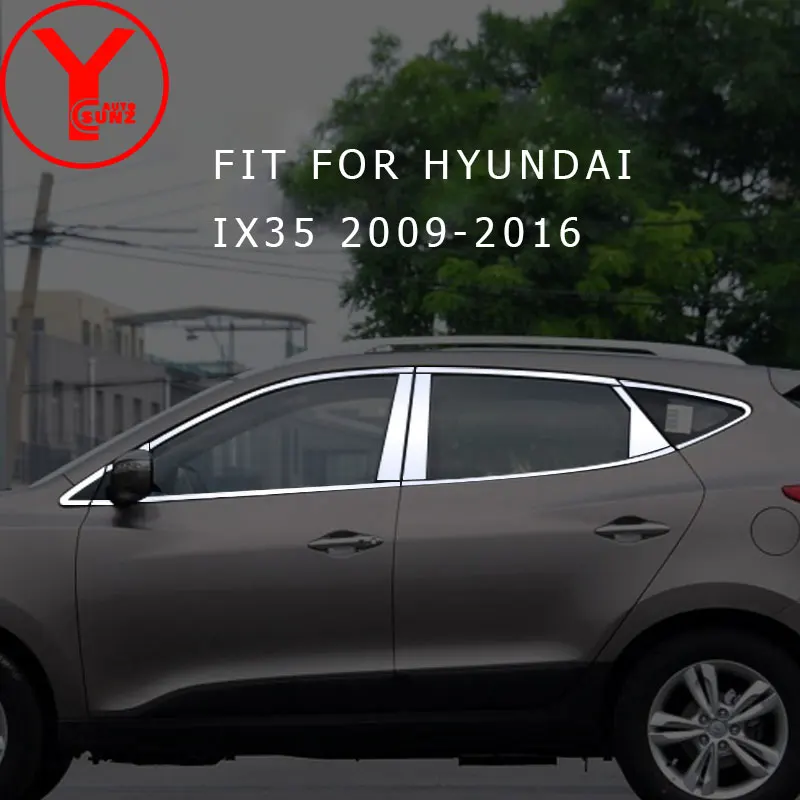 Stainless Steel 22 2009- накладки на окна автомобиля из нержавеющей стали для hyundai ix35 аксессуары наклейки для hyundai ix35 2010 2013 YCSUNZ - Цвет: Stainless Steel 22