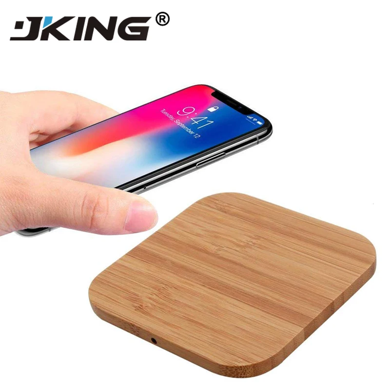 Тонкое деревянное портативное беспроводное зарядное устройство Qi для iPhone X/XS Max XR