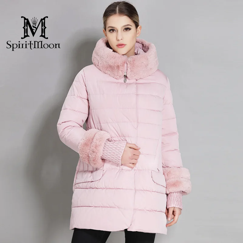 Spiritmoon модная новинка зимняя куртка Для женщин толстый био пух синтепоне
