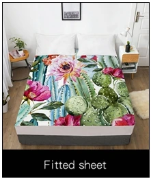 3D HD Digital Print Custom Bed Sheet With Elastic,Fitted Sheet Twin/Full/Queen/King,Nordic Flower cactus Mattress Cover 160x200