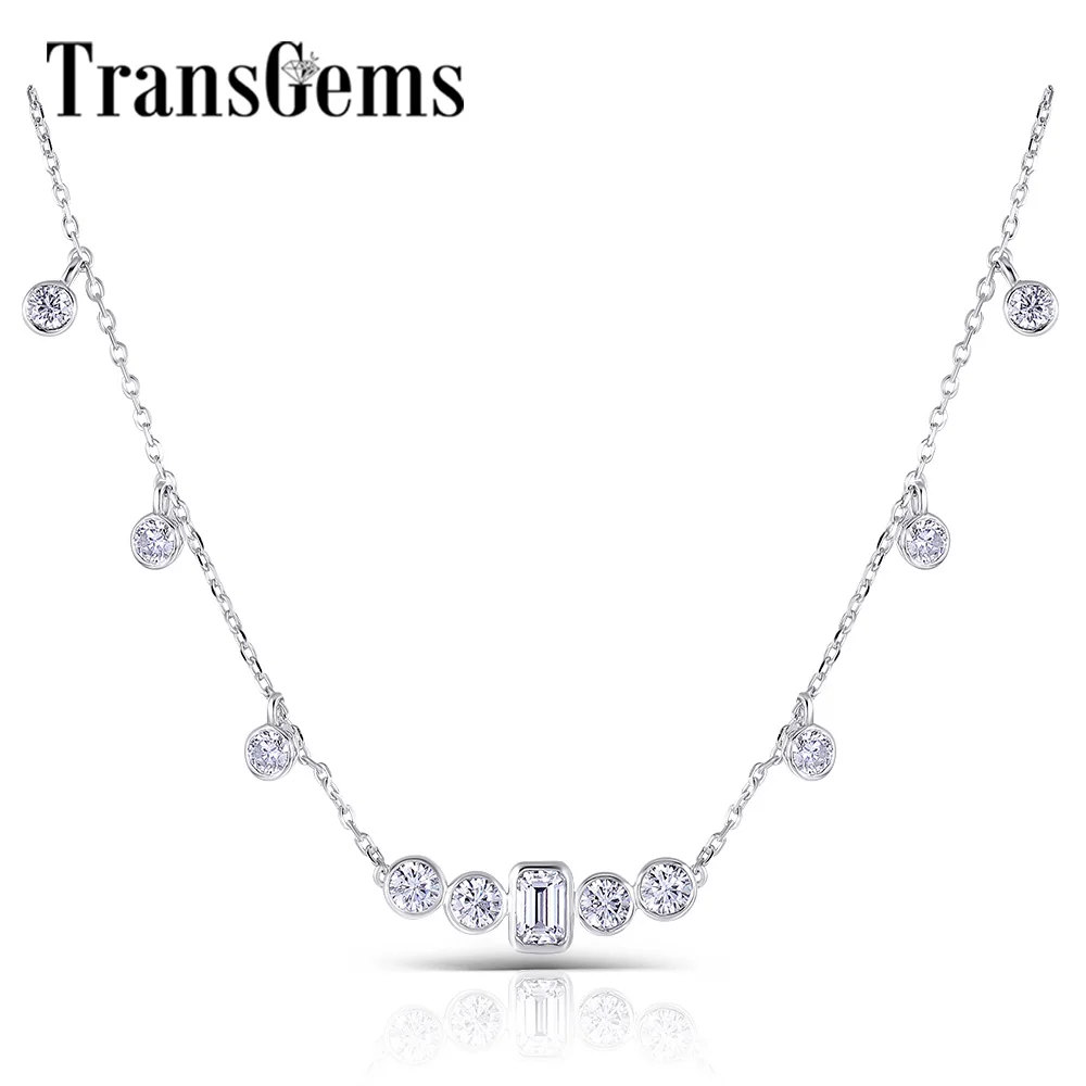 Ожерелье женское из белого золота с изумрудной огранкой 4 Х6 мм 10 к | Украшения и