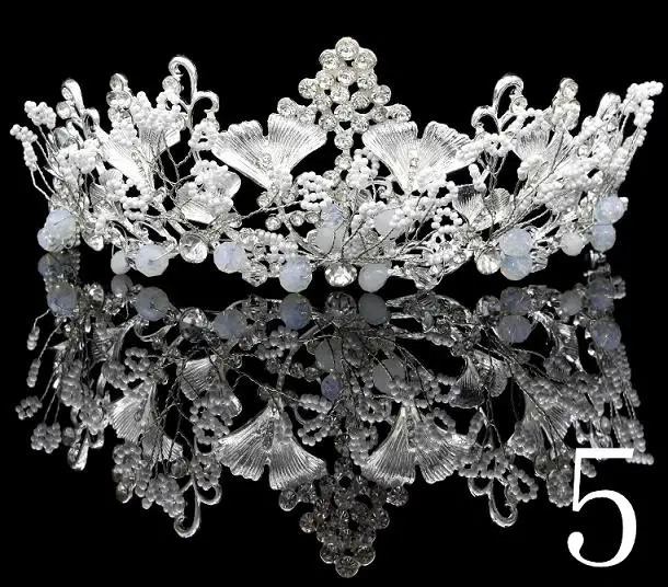 5 Разнообразная Серебряная красная Золотая Хрустальная свадебная тиара, корона, модная жемчужная королевская Свадебная вечерняя Корона, головной убор, свадебные украшения для волос - Окраска металла: 5