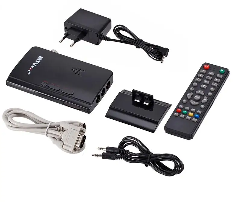 Черный Внешний ТВ-тюнер M tv Box HD tv lcd CRT ТВ-тюнер AV-VGA приемник тюнер ТВ-приставка с пультом дистанционного управления для монитора компьютера - Цвет: Черный