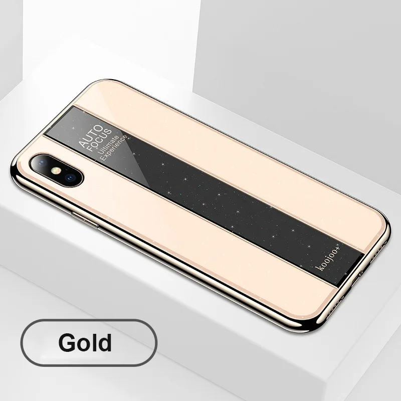 Деловой чехол для телефона из оргстекла для iPhone XR X XS XMax, роскошное покрытие из ТПУ, чехол с полосатым узором для iPhone 7, 8, 6, 6S Plus - Цвет: Gold