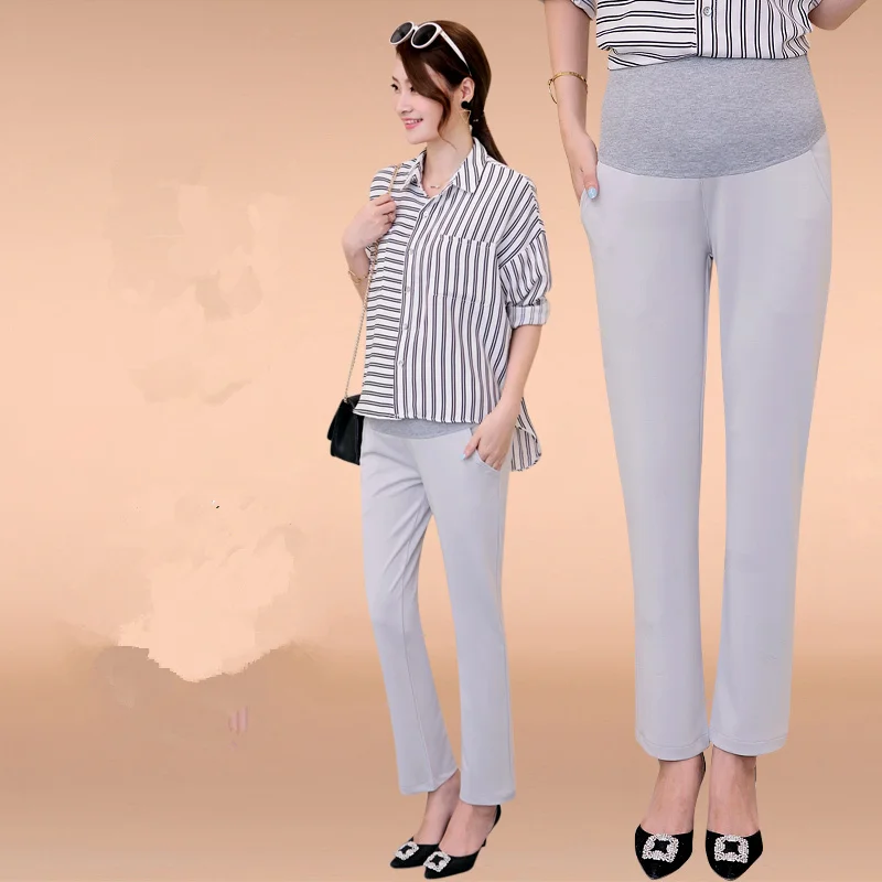 OL брюки для беременных офисные женские деловые черные эластичные с высокой