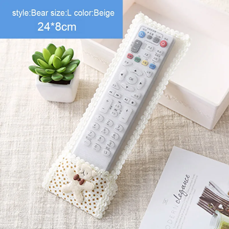 L Bear Beige Кружевной чехол-Пыльник с изображением медведя для телевизора, кондиционера, пульта дистанционного управления, чехол-пыльник, Прямая поставка - Цвет: L Bear Beige