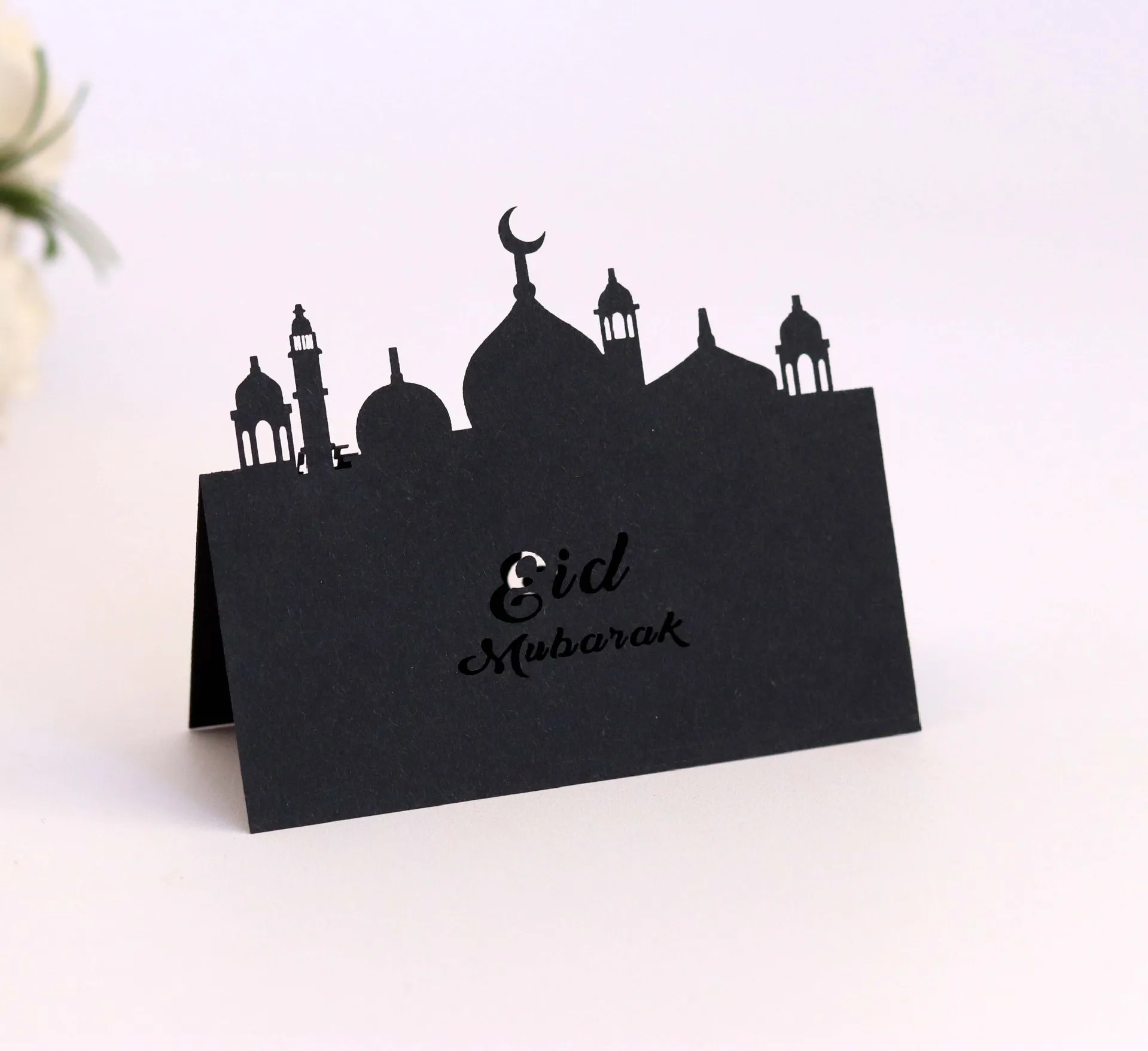 5 шт. декоративные поздравительные открытки инновационный Eid Mubarak для мусульманского праздника Рамадан картон зеркальный декор стол поздравительная открытка для счастливого