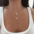 Женское Двухслойное ожерелье с имитацией жемчуга, двухслойная цепочка до ключиц с сердечком, ювелирное изделие в богемном стиле, 2019