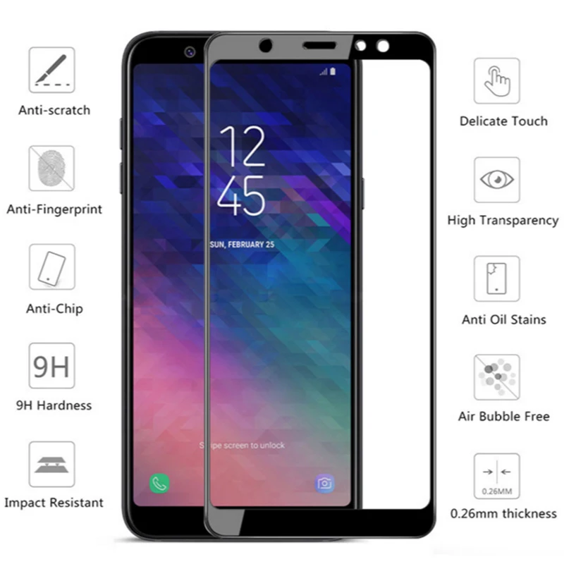 Закаленное стекло для samsung galaxy a6 plus 2018 2 шт. защита экрана на a 6 + a6plus 6a защитное