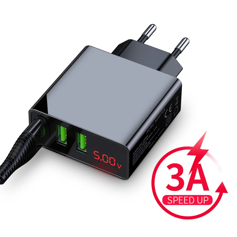 Универсальный мобильный телефон USB зарядное устройство с ЖК дисплеем быстрая