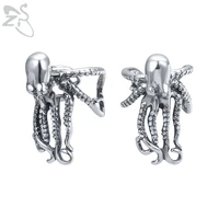 zs animal ear clip earrings gothic punk ear cuff stainless steel octopus no pierced ear clip for women men vintage accessories