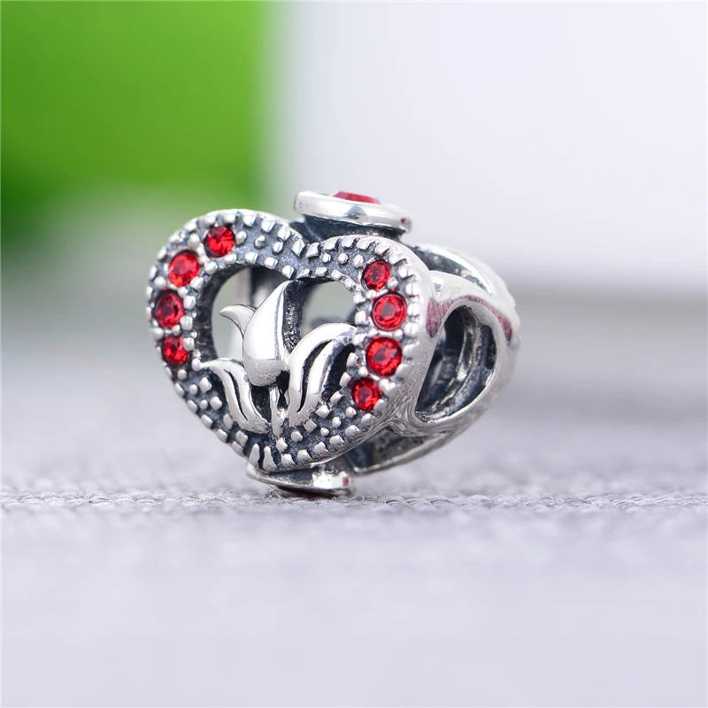 Женская подвеска в виде короны из красного циркона серебро 925 пробы цветка