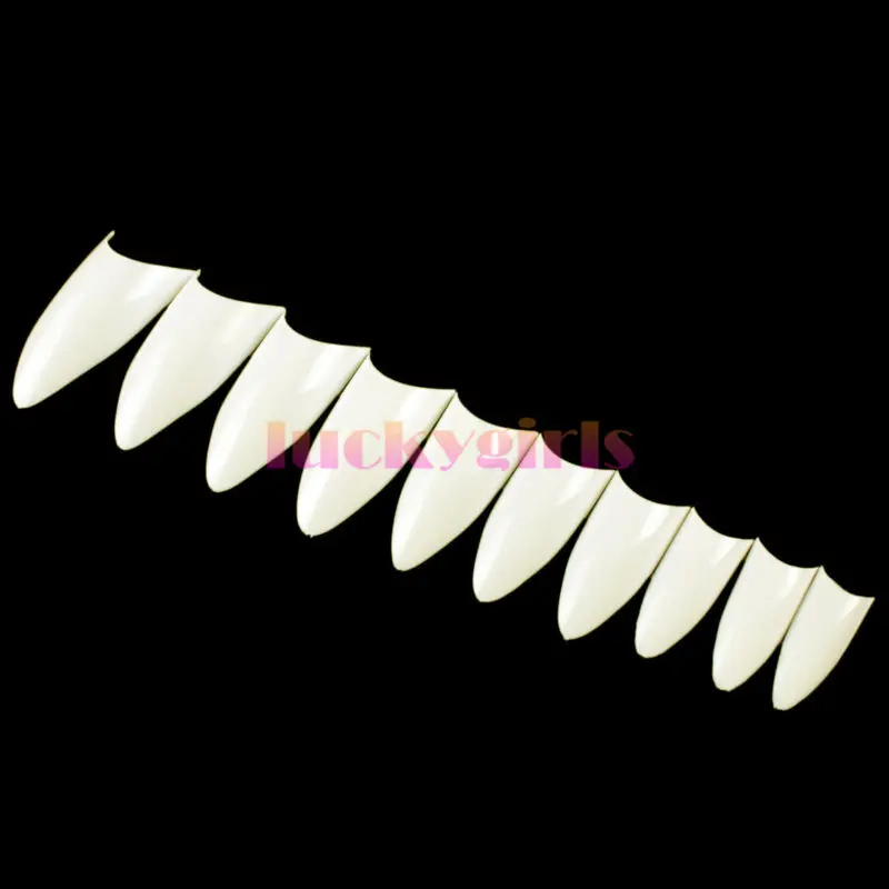 500 шт./лот натуральные белые накладные ногти на шпильке Французский акриловый УФ