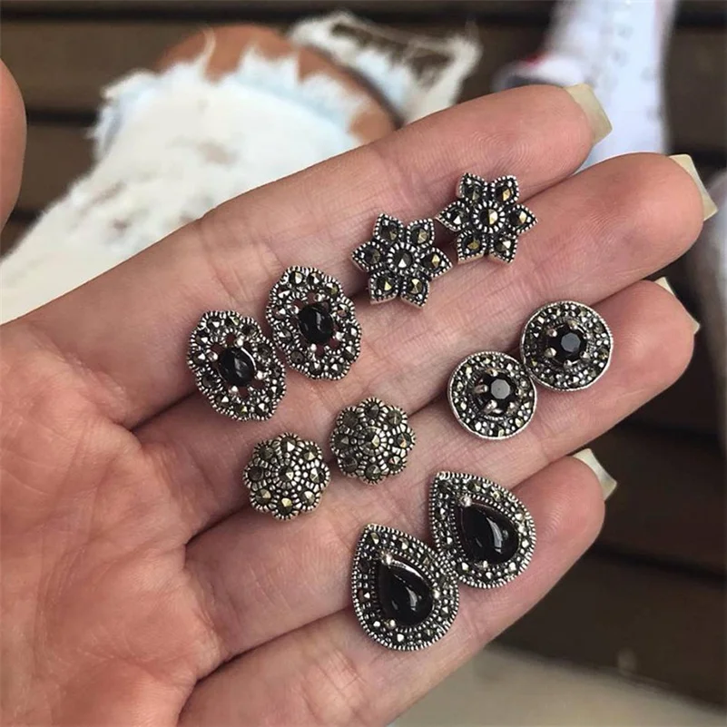 10 шт./партия Ретро Серебряный Цвет резные капли воды круглой формы в форме цветка