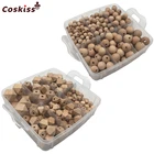 Деревянный Прорезыватель для зубов, 2 коробки, бук, геометрические шестигранные круглые бусины, деревянный зажим для соски-пустышки, детское ожерелье для прорезывания зубов, аксессуары