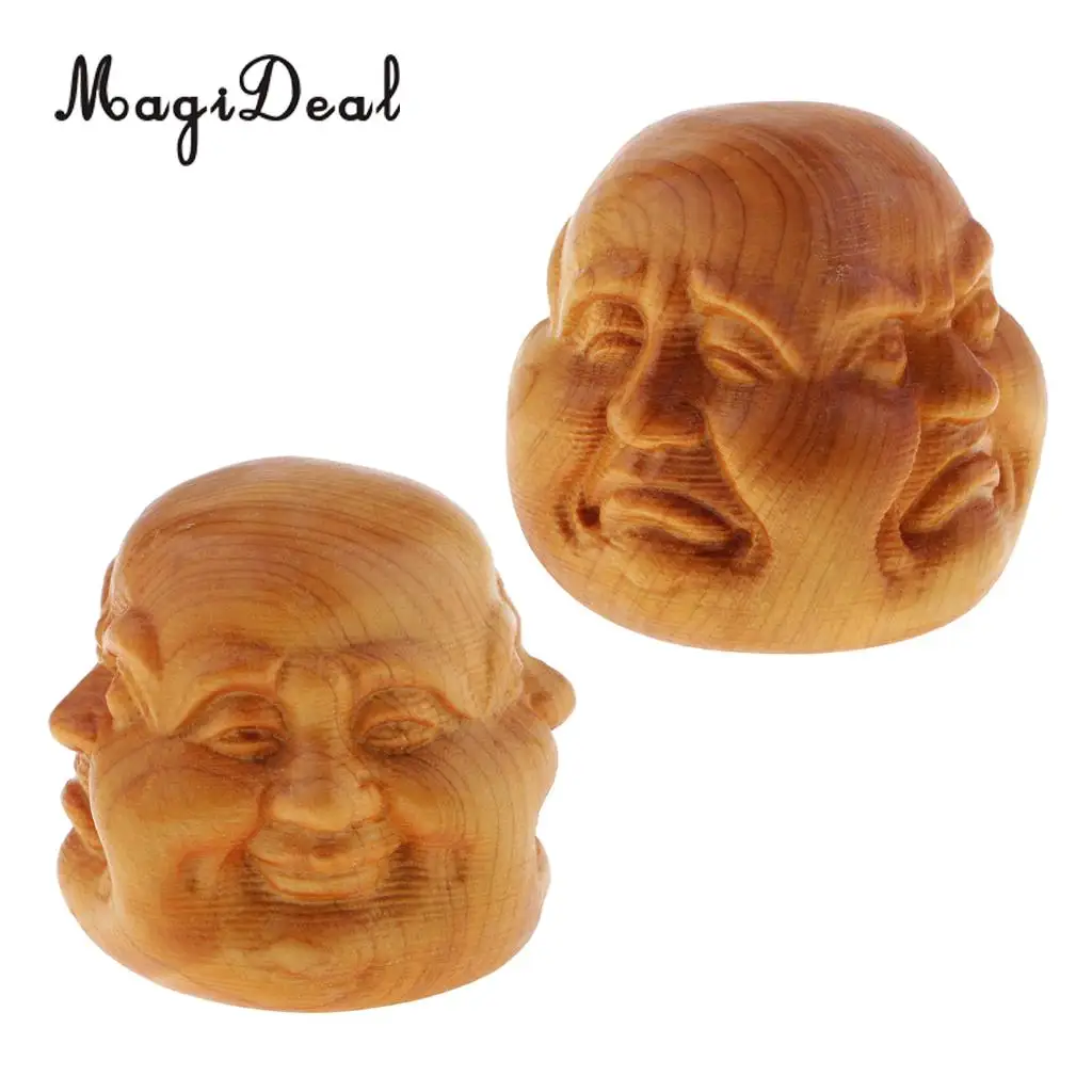 2 шт. статуя головы Будды деревянная скульптурная фигурка мини домашний