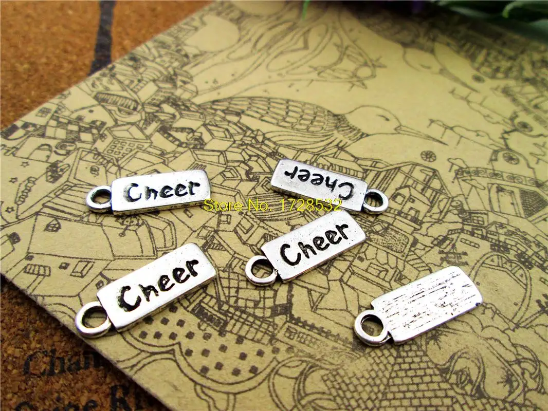 

150pcs cheer Charms Antiqued Silver Tone cheer charm pendants 17x18mm