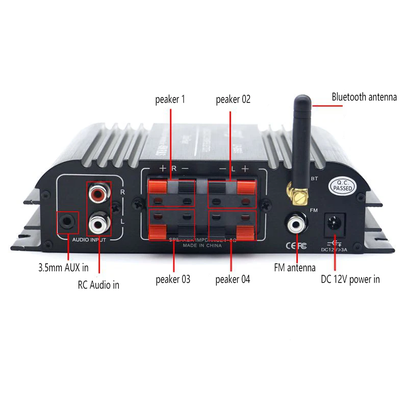 Lepy LP-269S 4-канальный Hifi Bluetooth-усилитель 3,5 мм AUX USB SD FM цифровой стерео усилитель для автомобиля, домашнего компьютера (art.: 3920cc438a199) - 3920cc438a199