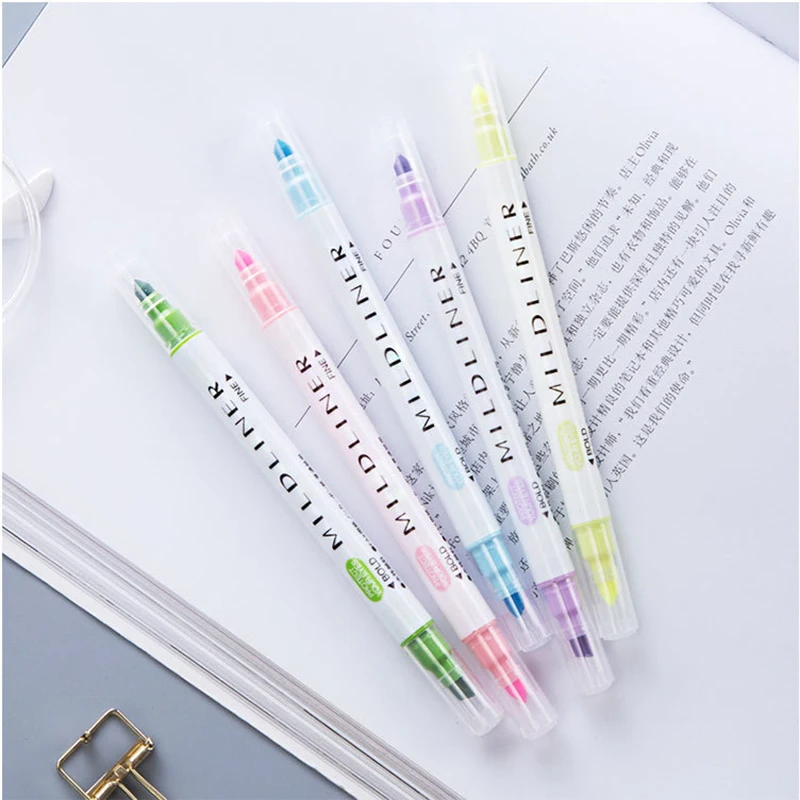 12 Colors/set Japanese Mildliner Pens Milkliner Double Headed Fluorescent Pen Cute Art Highlighter Drawing Mark Stationery | Канцтовары