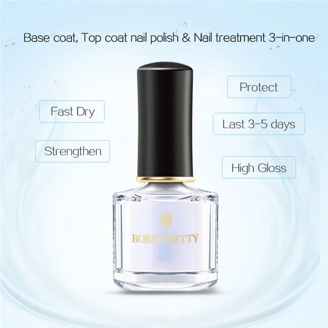 BASE TOP COAT BORN PRETTY 2 бутылки лак для ногтей 6 мл чистый цвет ногтей блестящие, дизайн ногтей лак пилинг Блестящий лак для ногтей - Цвет: BASE TOP COAT