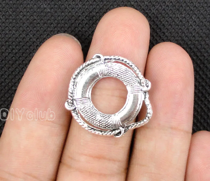 50pcs- Life Preserver Charms Antique Tibetan Silver Ring Pendant 24x22mm | Украшения и аксессуары