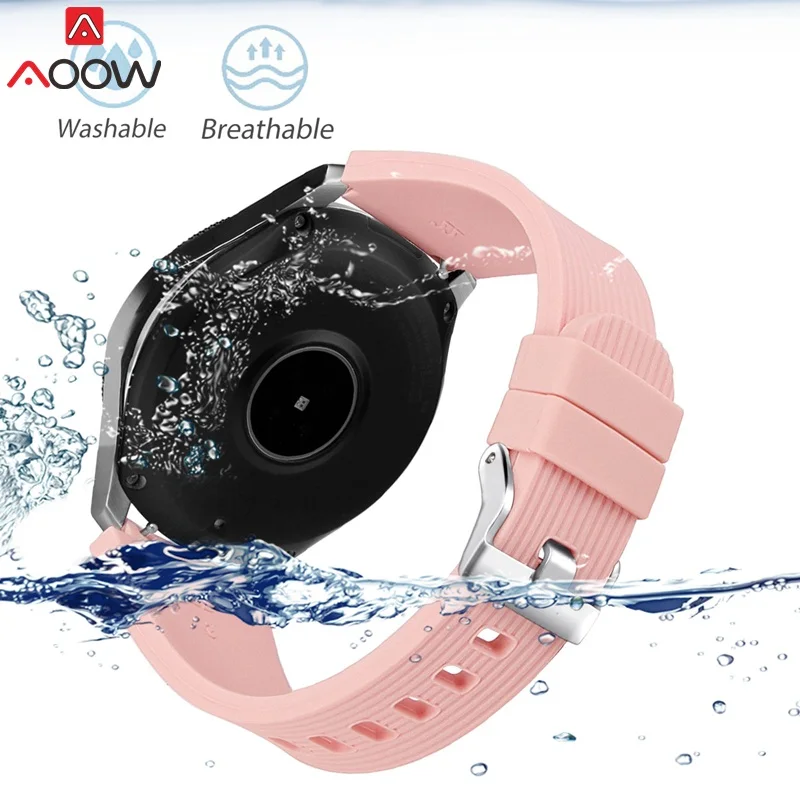 AOOW ремешки для часов samsung Galaxy Watch 46 мм версия SM-R800 полосатый резиновый силиконовый модный браслет ремешок 22 мм