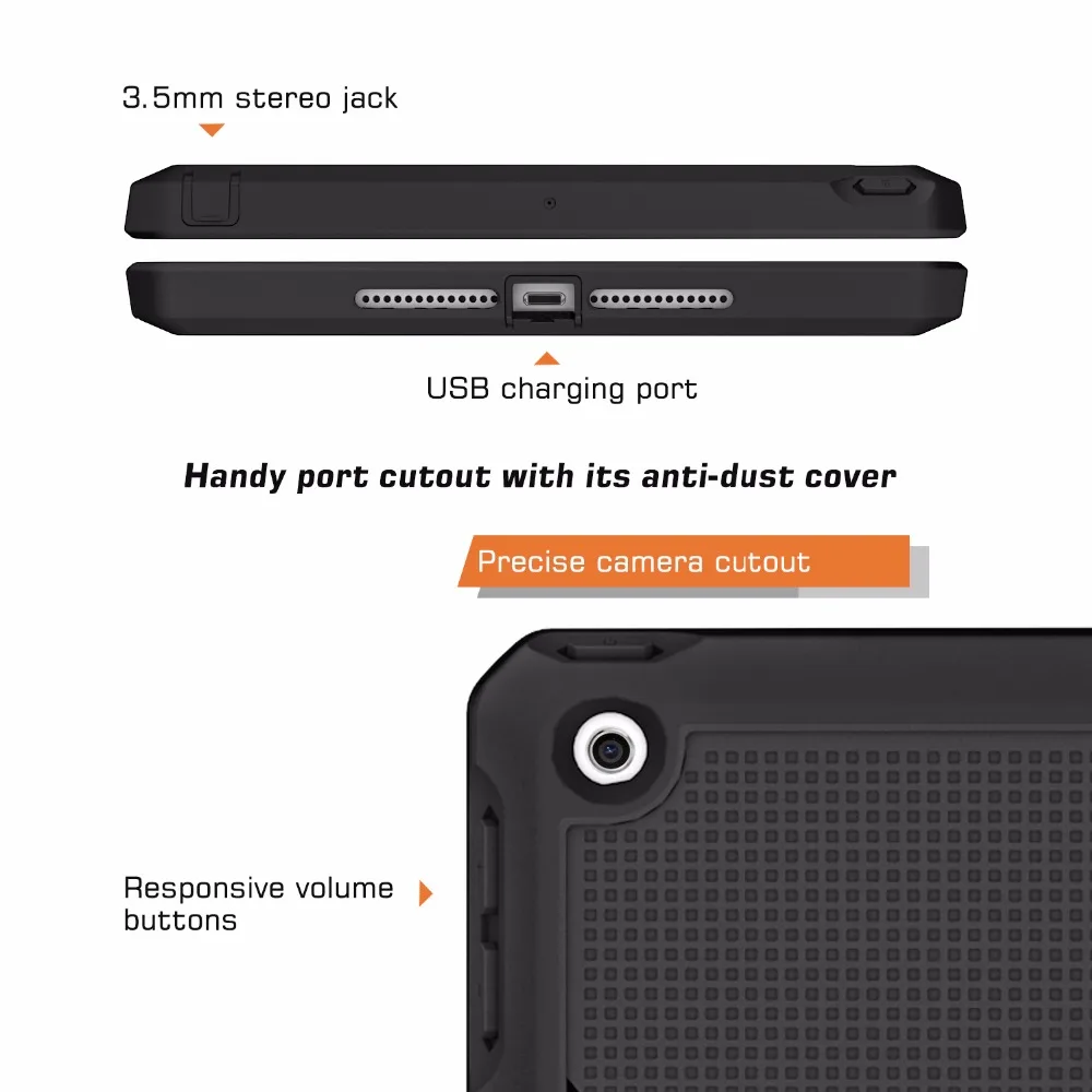 Чехол для 2018/2017 iPad 9 7 6 го/5 го поколения [Heavy Duty] ударопрочный полноразмерный