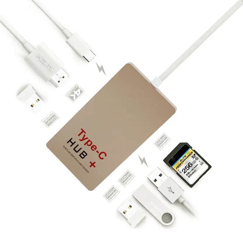 Многофункциональный 6-портовый Usb 3. 0 type-c концентратор устройство для чтения