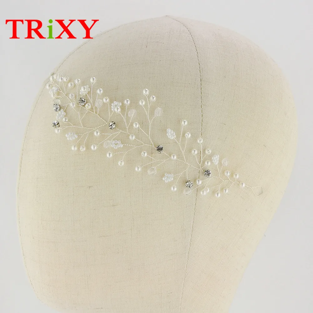 TRiXY H99 Стразы Жемчуг Свадебные аксессуары для волос свадебный головной убор жемчуг бисерный волос жемчужный гребень аксессуар для волос